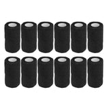 12Pcs Bandage Wrap Natural Latex Elastic Self Adhesive Wrap for Cows Dogs Horses 10cm Black