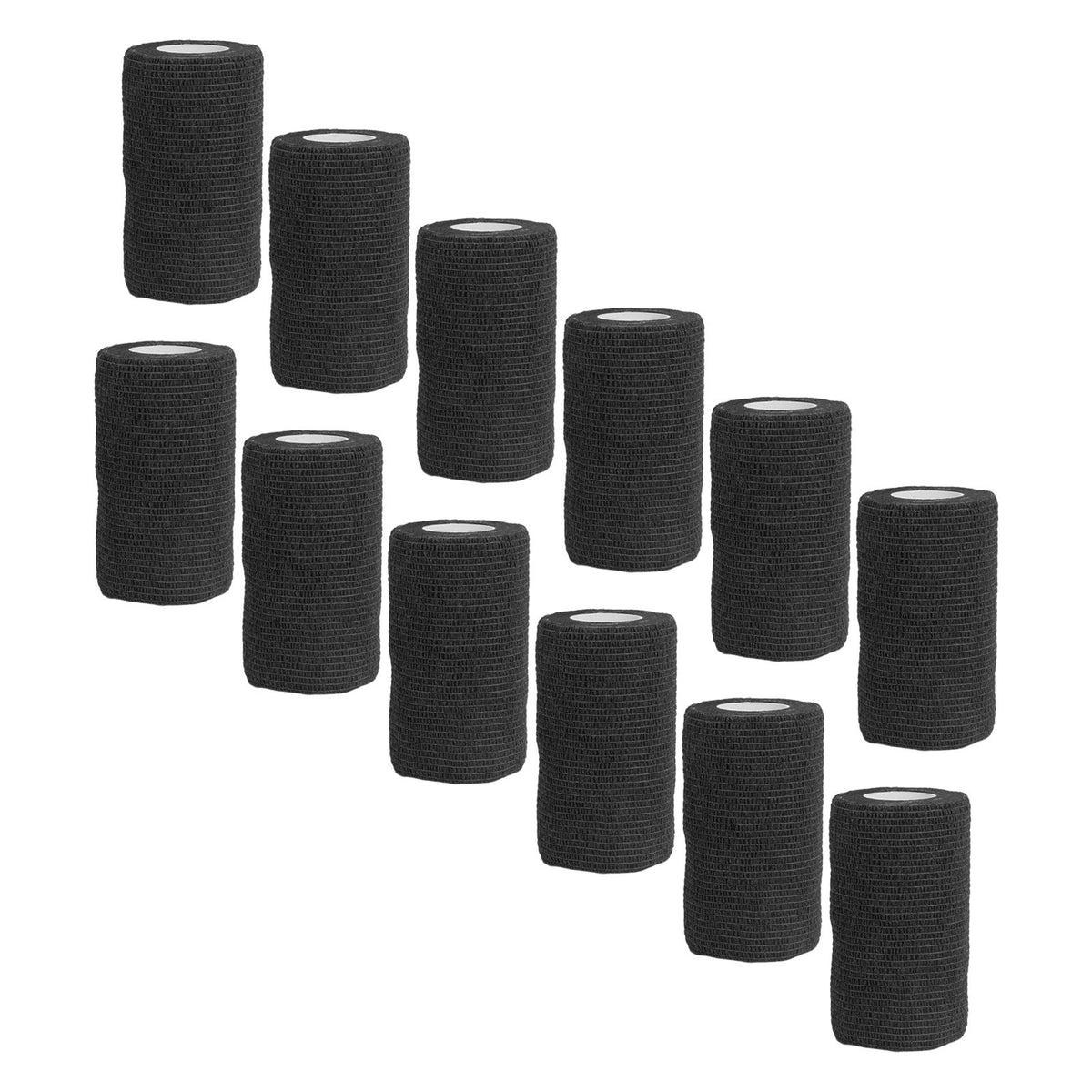 12Pcs Bandage Wrap Natural Latex Elastic Self Adhesive Wrap for Cows Dogs Horses 10cm Black