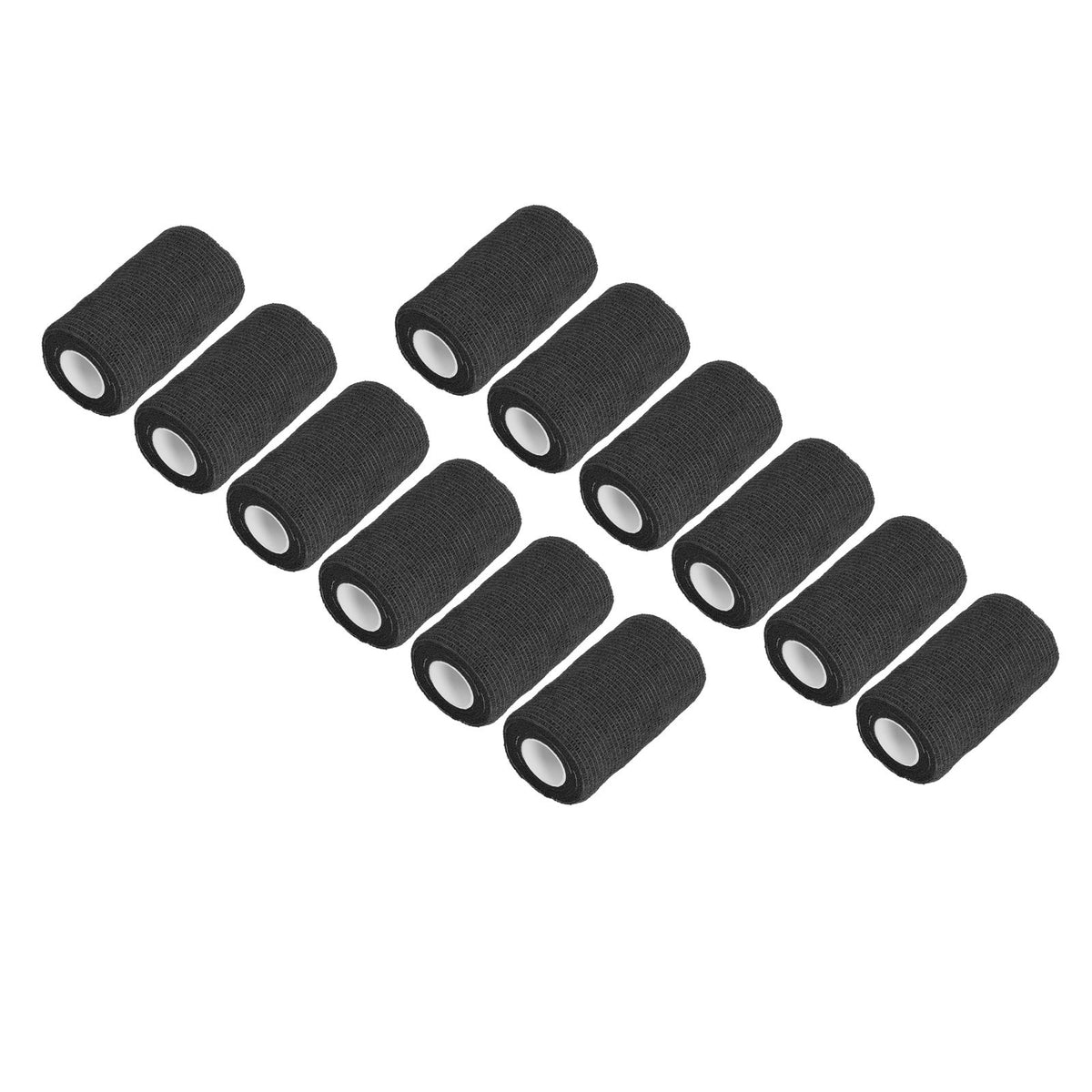 12Pcs Bandage Wrap Natural Latex Elastic Self Adhesive Wrap for Cows Dogs Horses 10cm Black