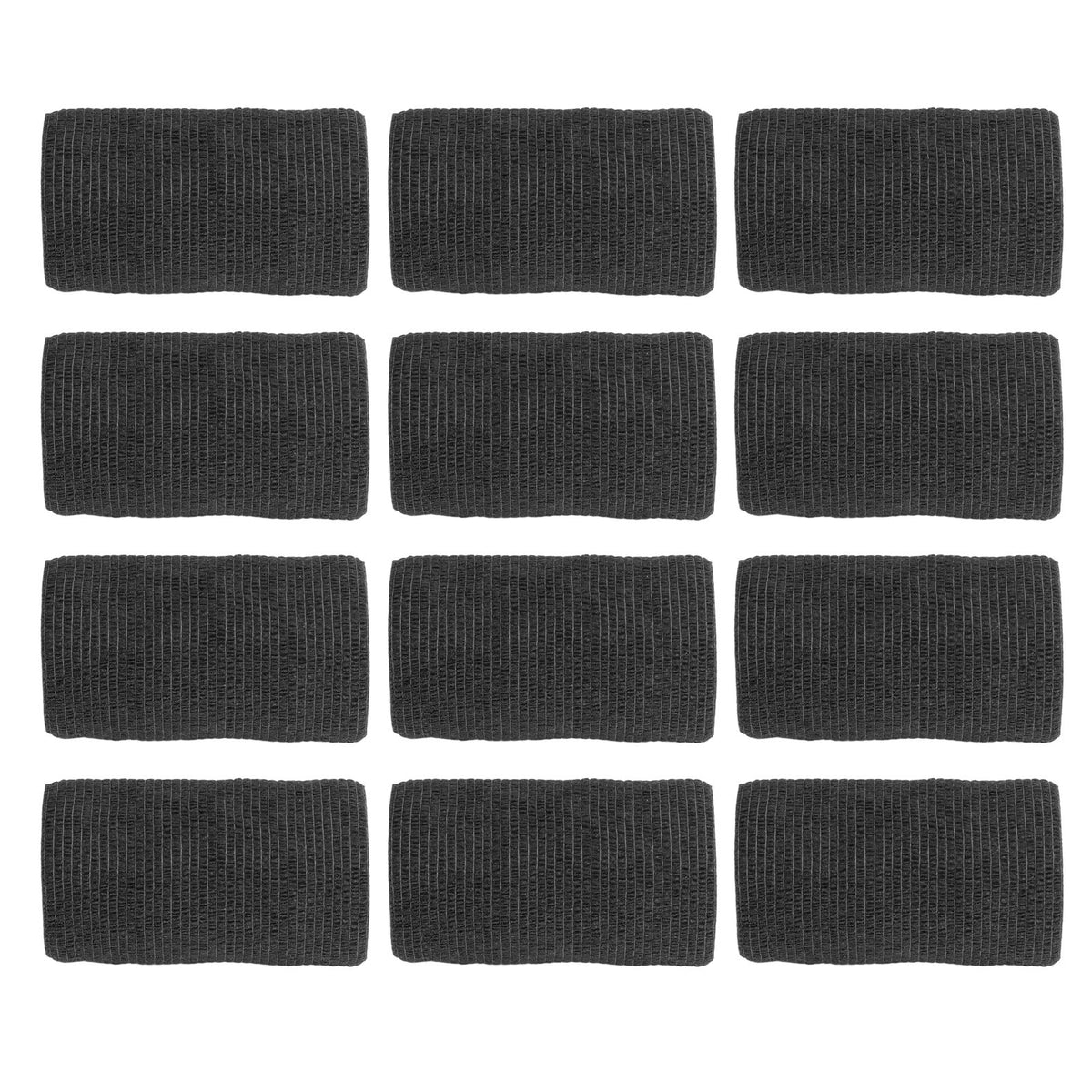 12Pcs Bandage Wrap Natural Latex Elastic Self Adhesive Wrap for Cows Dogs Horses 10cm Black