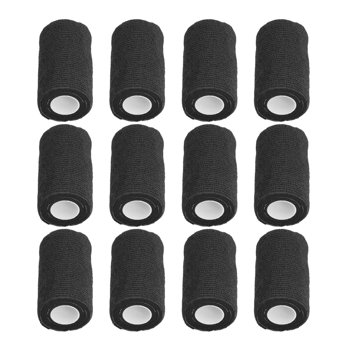 12Pcs Bandage Wrap Natural Latex Elastic Self Adhesive Wrap for Cows Dogs Horses 10cm Black