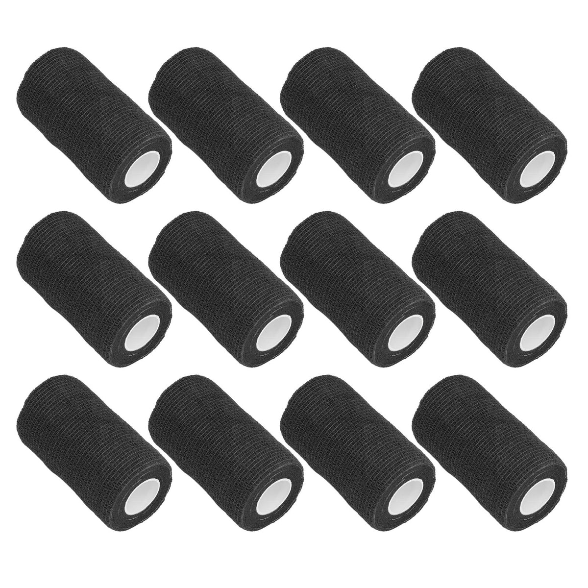 12Pcs Bandage Wrap Natural Latex Elastic Self Adhesive Wrap for Cows Dogs Horses 10cm Black