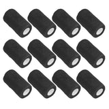 12Pcs Bandage Wrap Natural Latex Elastic Self Adhesive Wrap for Cows Dogs Horses 10cm Black
