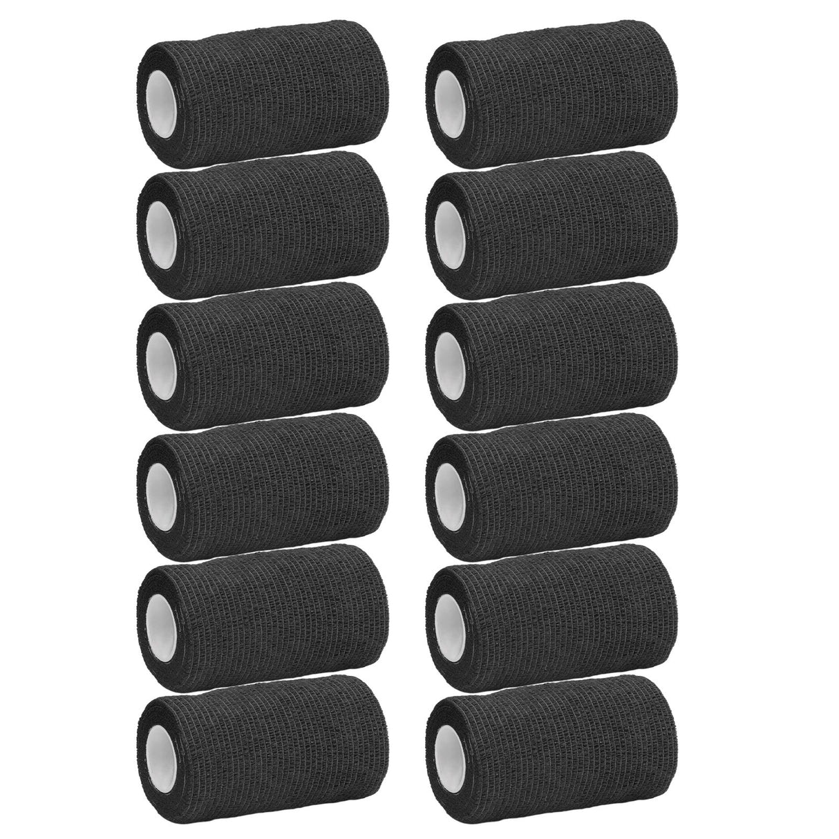 12Pcs Bandage Wrap Natural Latex Elastic Self Adhesive Wrap for Cows Dogs Horses 10cm Black