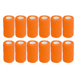 12Pcs Bandage Wrap Natural Latex Elastic Self Adhesive Wrap for Cows Dogs Horses 10cm Orange