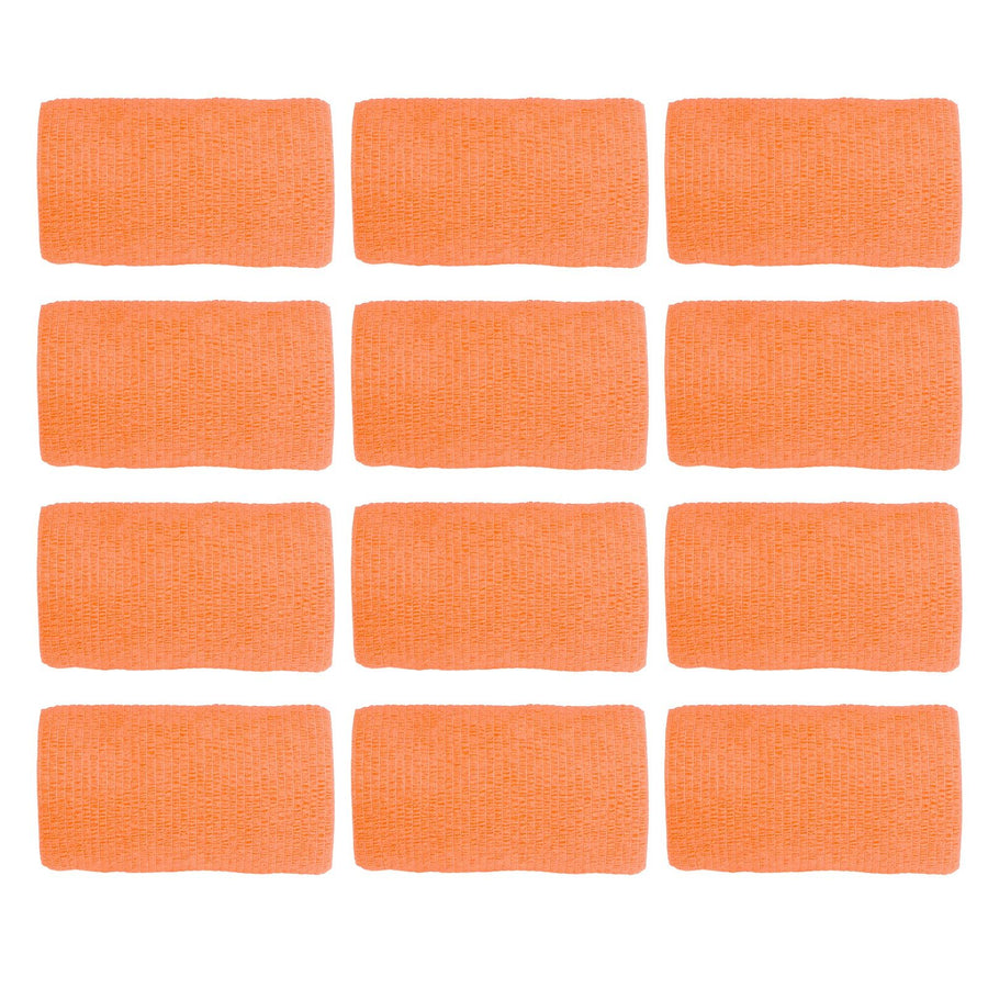 12Pcs Bandage Wrap Natural Latex Elastic Self Adhesive Wrap for Cows Dogs Horses 10cm Orange