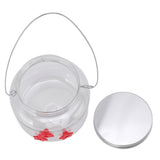 Hanging Bird Feeder 475ml Unique Red Flowers Design 3 Feeding Ports Wide Opening Easy Filling Bird Feeder - Side View