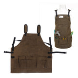 Woodworking Shop Apron Large Capacity Pocket Adjustment Shoulder Straps Waxed Apron for Carpentry Electrician