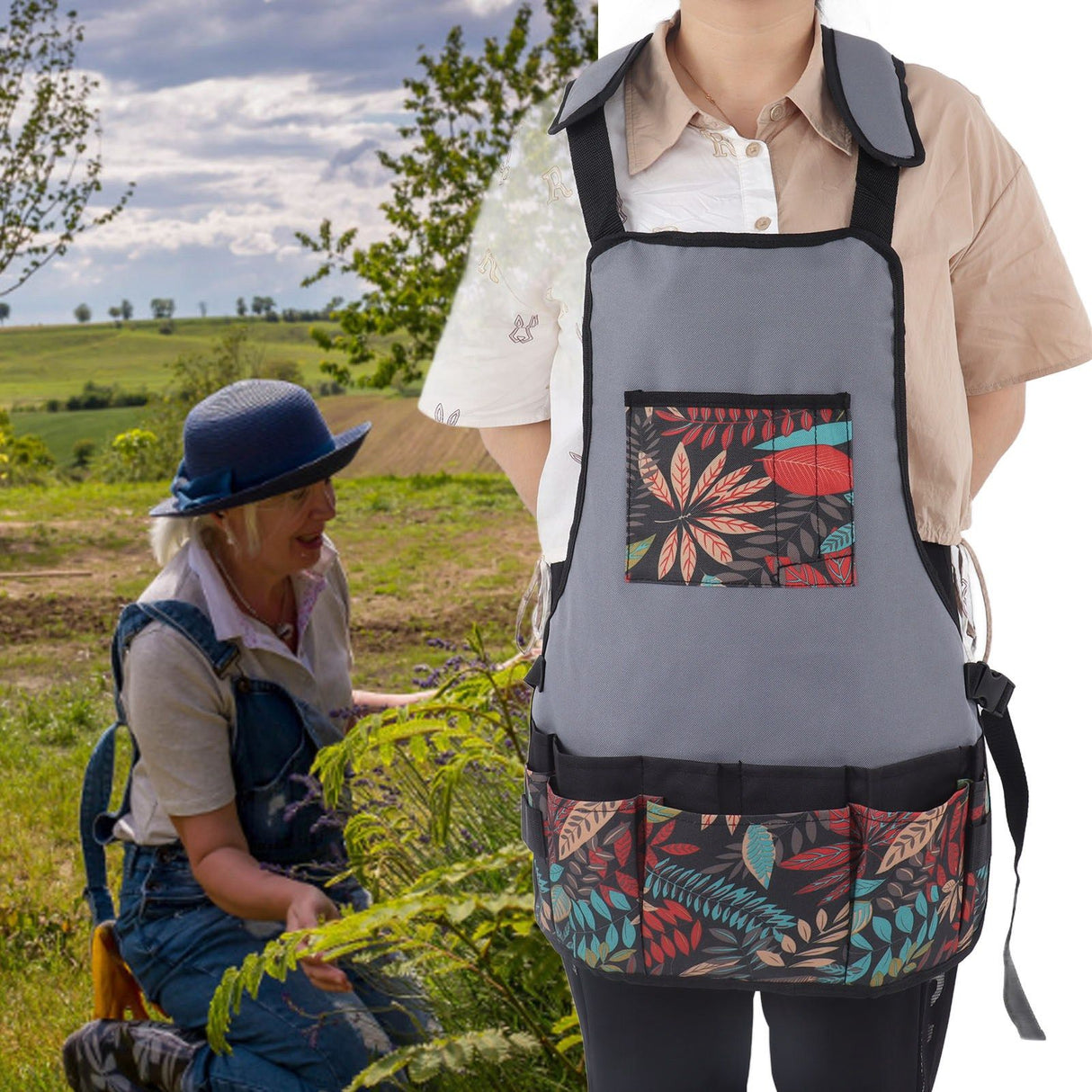 Tool Apron Durable Comfortable Heavy Duty Tool Apron with Pockets for Kitchen Garden