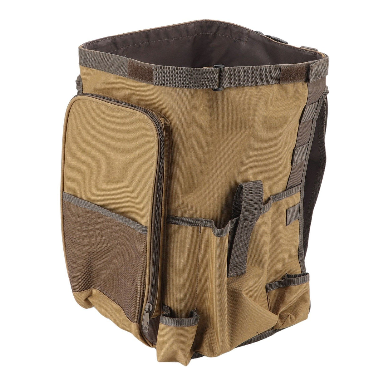 Bucket Organization Bag Round Shape Large Capacity Portable Handle Khaki Outdoor Bucket Tool Bag for Garden