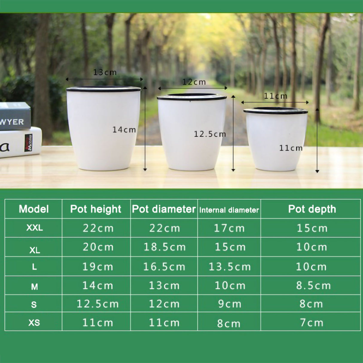 Round Flower Planter Self Absorbing Water PP Resin Flower Pot with Planting Basket Cotton Rope M7 Pot