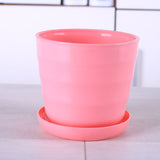 Flower Pot Flexible Round Modern Planter with Removable Tray for Gardening Office Balcony Pink L