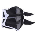 Horse Fly Mask Breathable Comfortable Soft Fine Mesh Design Horse Face Mask Horse Supplies with Ears Black - Front View