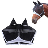 Horse Fly Mask Breathable Comfortable Soft Fine Mesh Design Horse Face Mask Horse Supplies with Ears Black