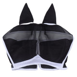 Horse Fly Mask Breathable Comfortable Soft Fine Mesh Design Horse Face Mask Horse Supplies with Ears Black