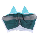 Horse Fly Mask Breathable Comfortable Soft Fine Mesh Design Horse Face Mask Horse Supplies with Ears Blue - Close-Up Angle