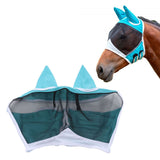 Horse Fly Mask Breathable Comfortable Soft Fine Mesh Design Horse Face Mask Horse Supplies with Ears Blue - Extra Image