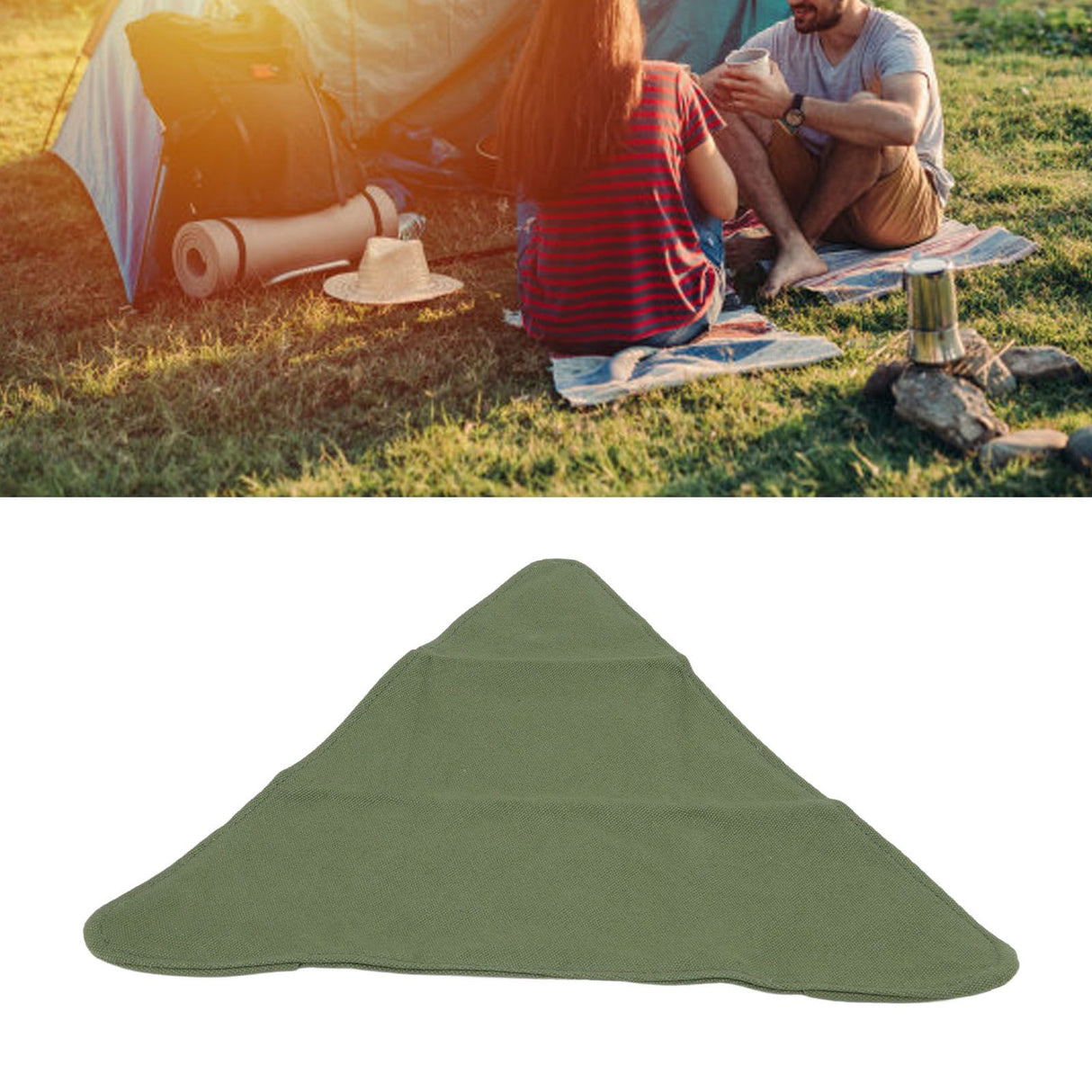Tripod Stool Cloth Portable Foldable Triangle Stool Cloth Handcraft Anti Scratch Canvas Camping Stool Cloth for Fishing Military Green