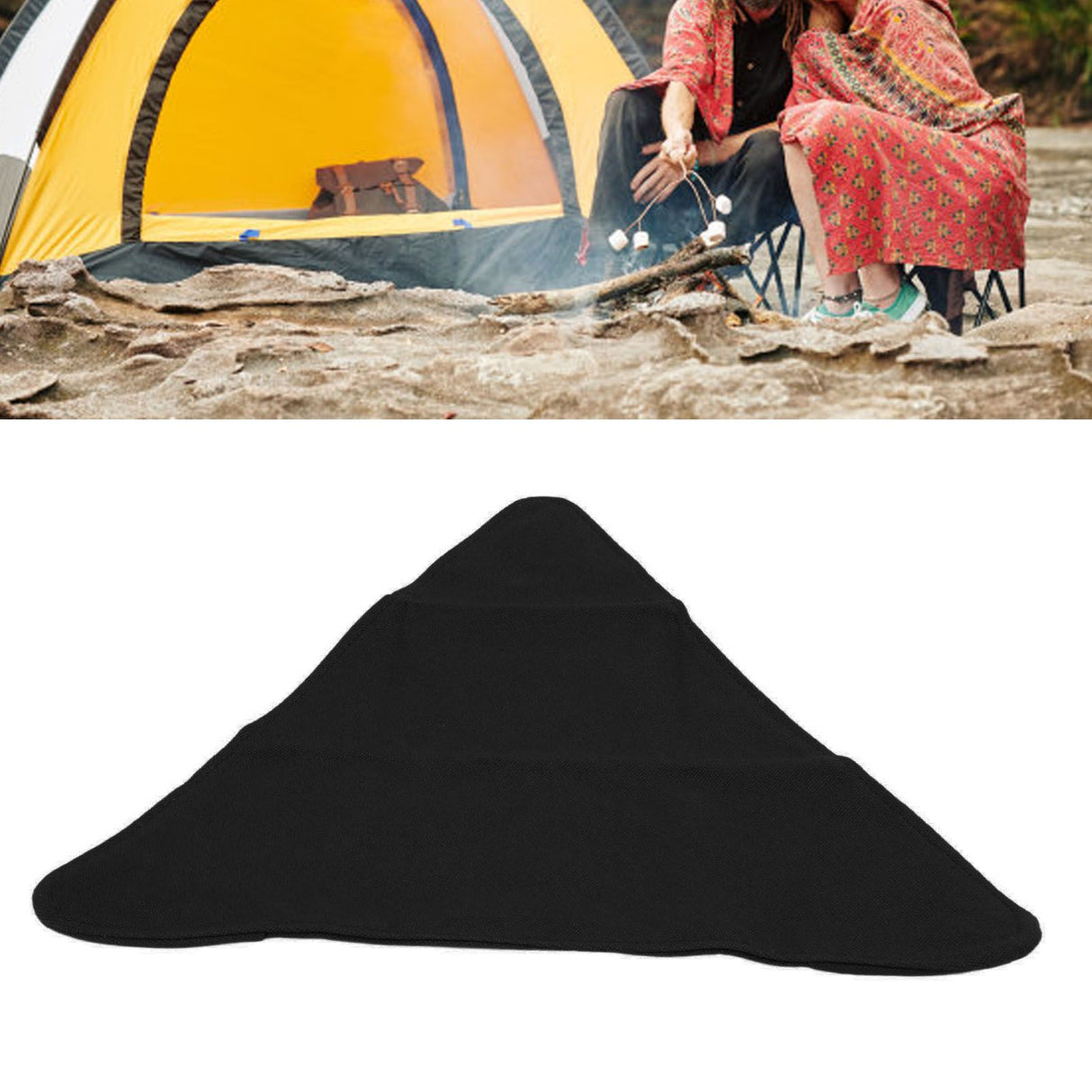 Tripod Stool Cloth Portable Foldable Triangle Stool Cloth Handcraft Anti Scratch Canvas Camping Stool Cloth for Fishing Black