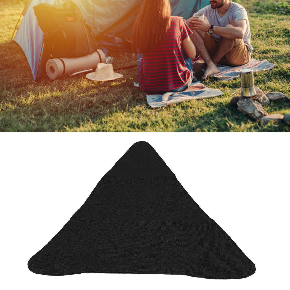 Tripod Stool Cloth Portable Foldable Triangle Stool Cloth Handcraft Anti Scratch Canvas Camping Stool Cloth for Fishing Black