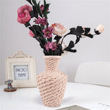 Vase Flower Vase Nordic Style Plastic Flower Decoration Imitation Rattan Vase Dried Wet Flower Container Pink