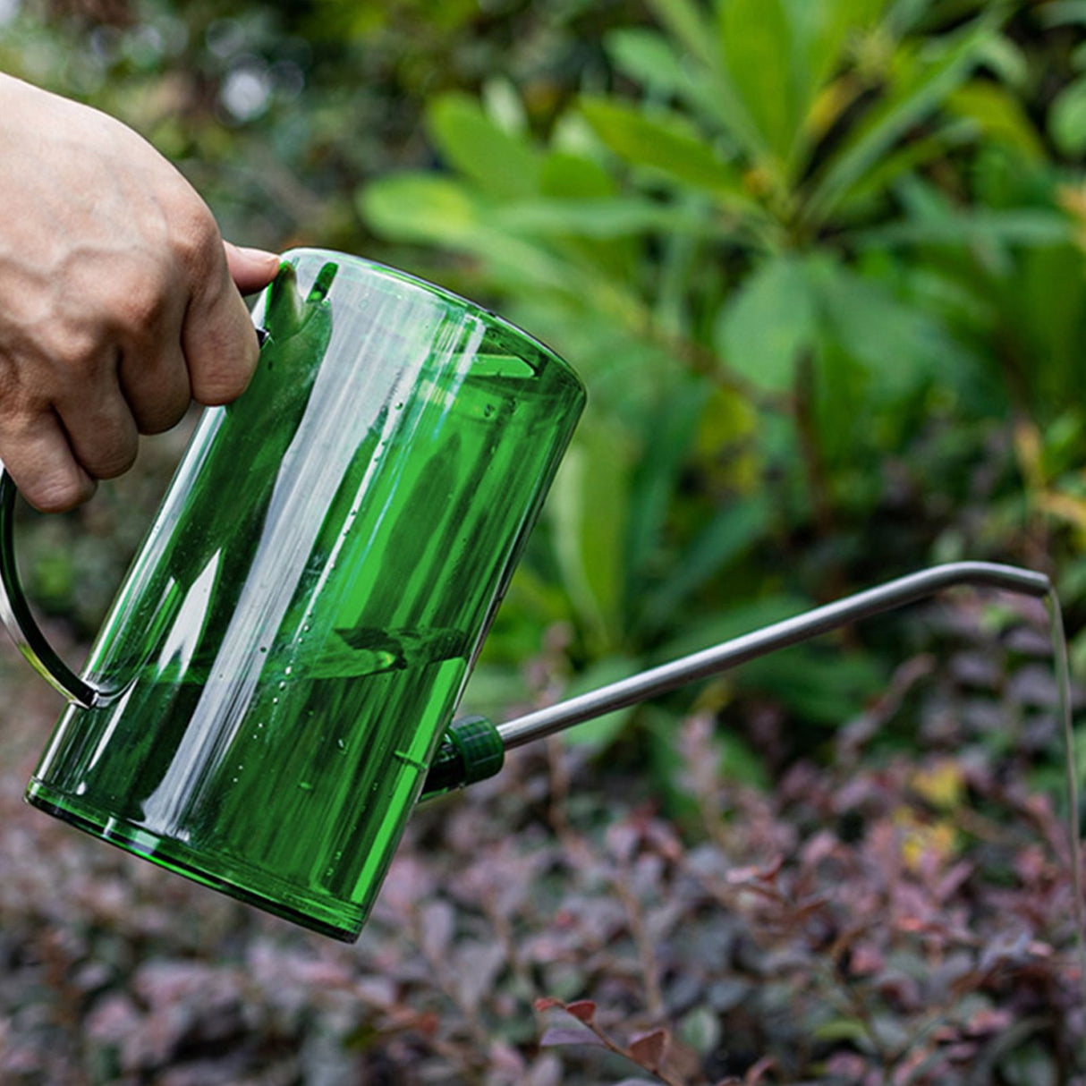 1L Watering Can PP Fully Transparent Indoor Plants Watering Can with Long Spout for Garden Emeralds