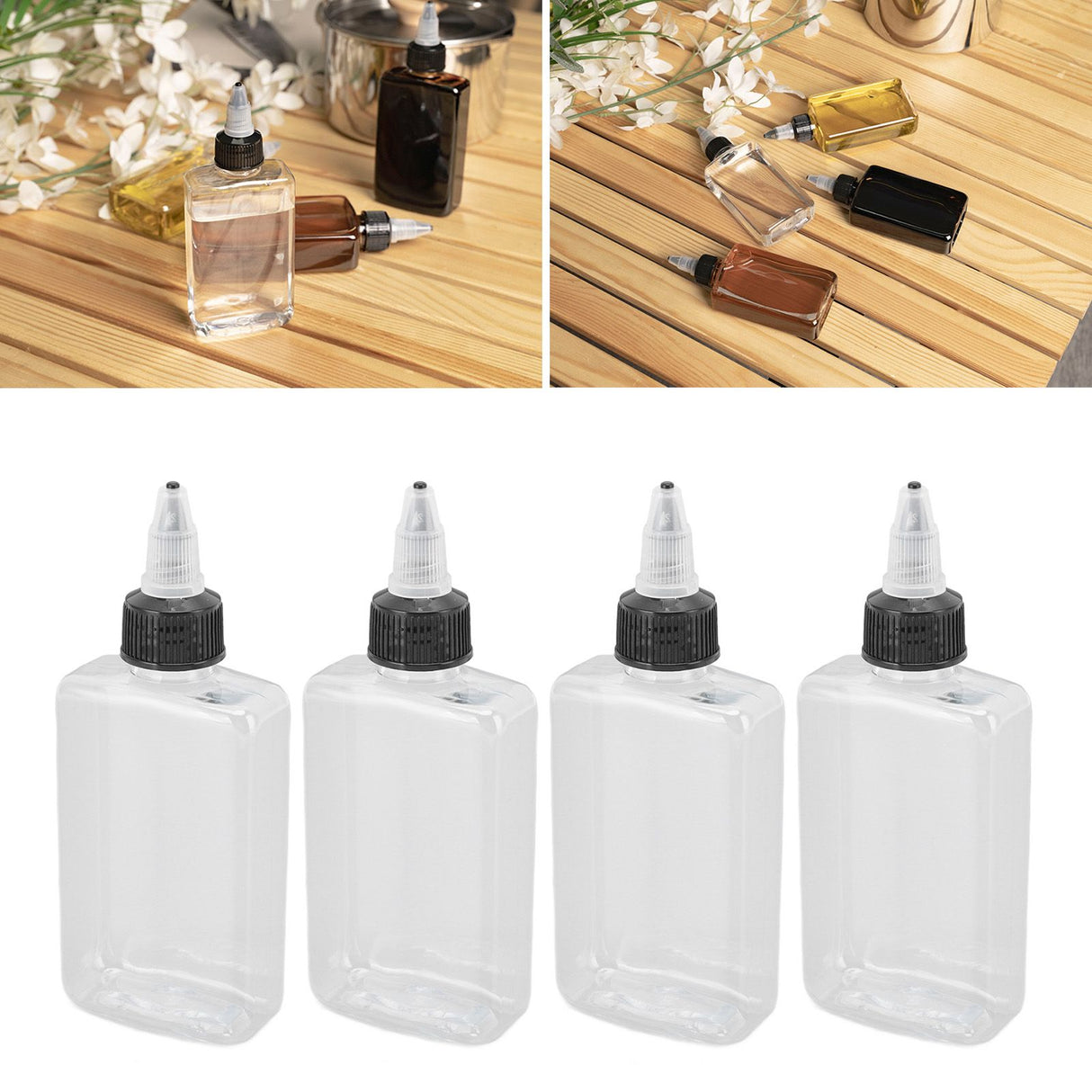 4 Pcs Seasoning Bottle 100ML Portable Sealed Reusable Dispensing Oil Bottle Seasoning Bottle for Outdoor BBQ Camping