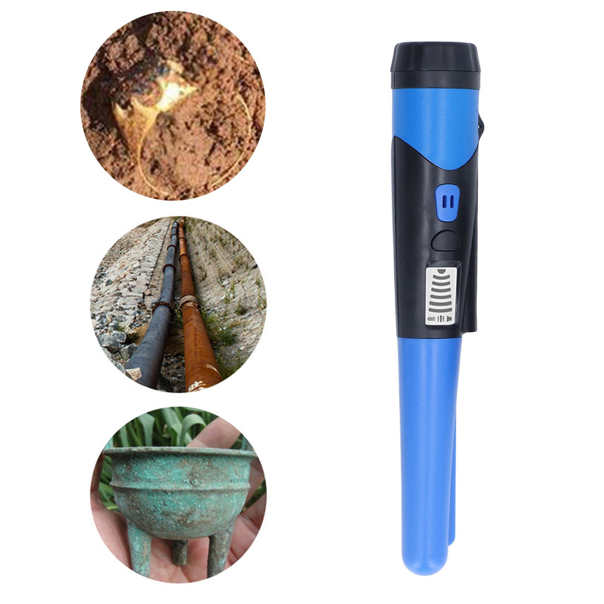 Metal Detector High Sensitivity Metal Detecting Tool with LCD Display and Flashlight Function Blue