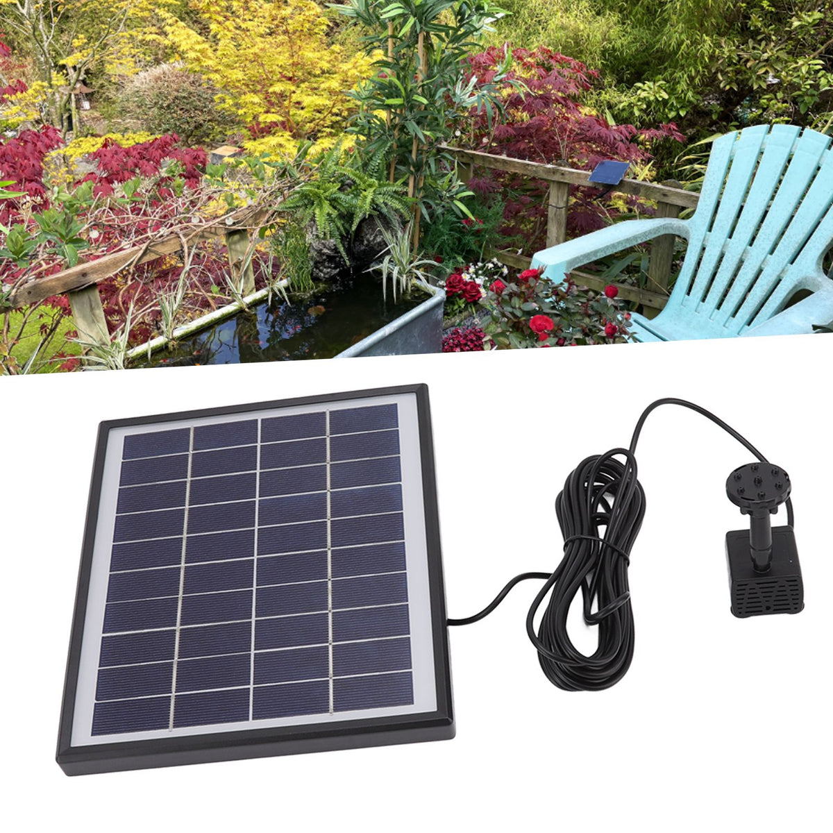 Solar Fountain Pump 5.0W Prevent Clogging Portable Easy to Clean Solar Water Pump Floating Fountain for Outdoor 12V