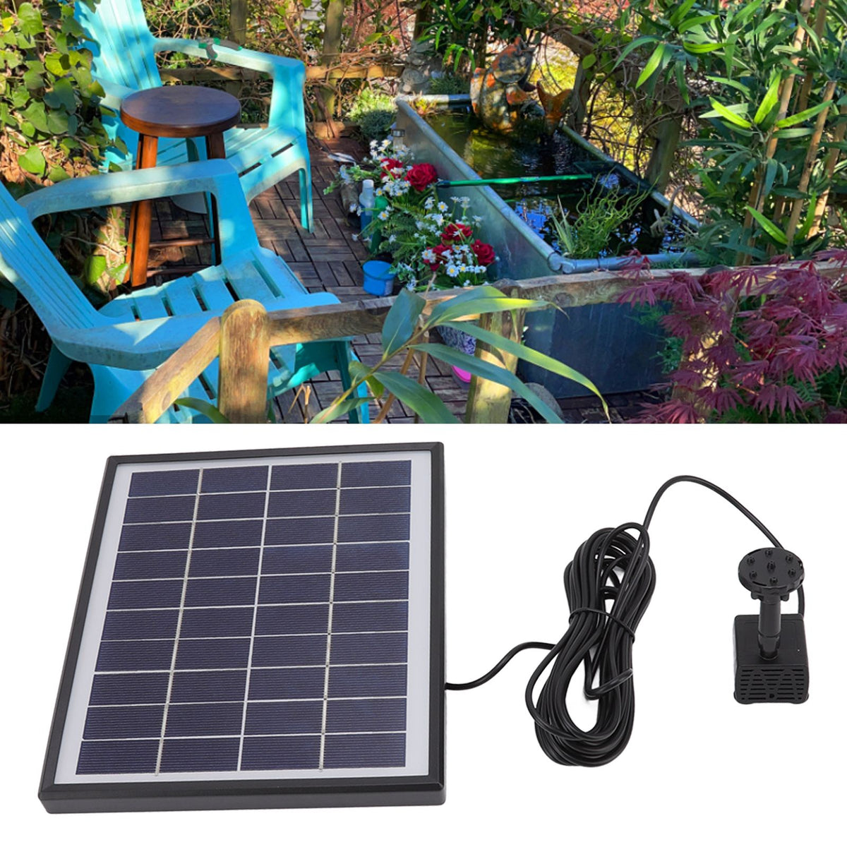 Solar Fountain Pump 5.0W Prevent Clogging Portable Easy to Clean Solar Water Pump Floating Fountain for Outdoor 12V