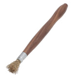 Steel Wire Brush Wearable Rust Proof Wood Handle Professional Bonsai Cleaning Tool for Potted Plants - Close-Up Angle