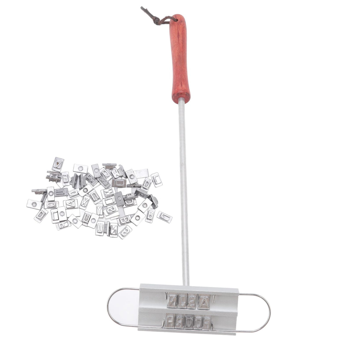 BBQ Branding Iron English Letters Stainless Steel Steak Branding Iron with Wooden Handle for Grilling