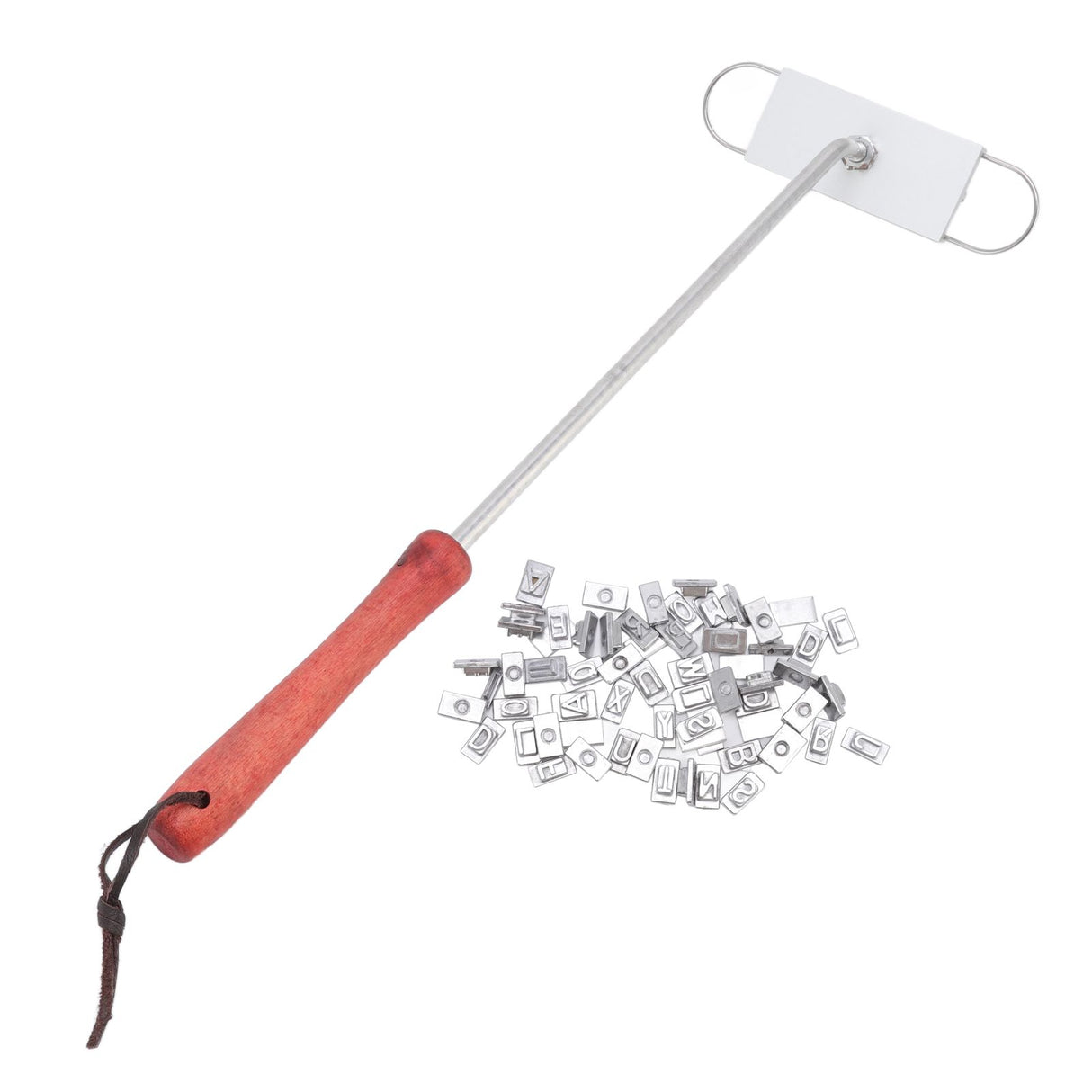 BBQ Branding Iron English Letters Stainless Steel Steak Branding Iron with Wooden Handle for Grilling