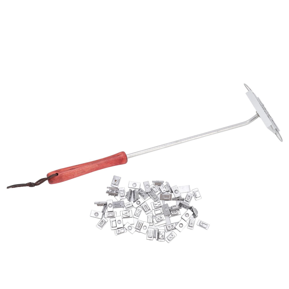 BBQ Branding Iron English Letters Stainless Steel Steak Branding Iron with Wooden Handle for Grilling