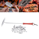 BBQ Branding Iron English Letters Stainless Steel Steak Branding Iron with Wooden Handle for Grilling - Extra Image