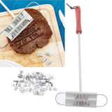 BBQ Branding Iron English Letters Stainless Steel Steak Branding Iron with Wooden Handle for Grilling