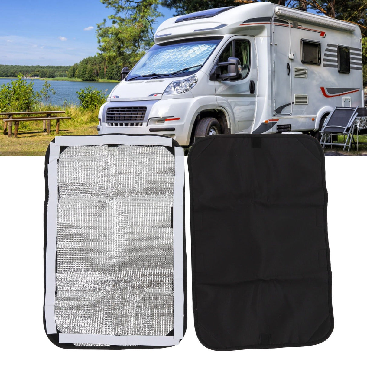 2pcs RV Door Window Cover Shade UV Block Double Layer Composite Fabric RV Door Shade Cover RV Accessories