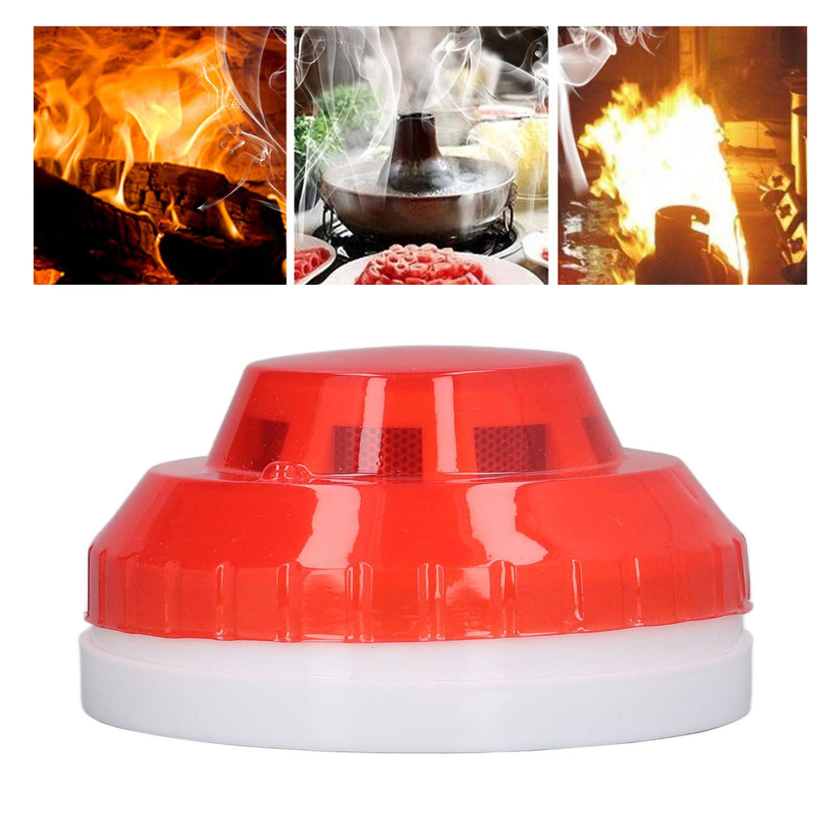 Smoke Detector Photoelectric Prevent Interference Small Wired Fire Alarm for Home Hotel Factory DC 12‑24V