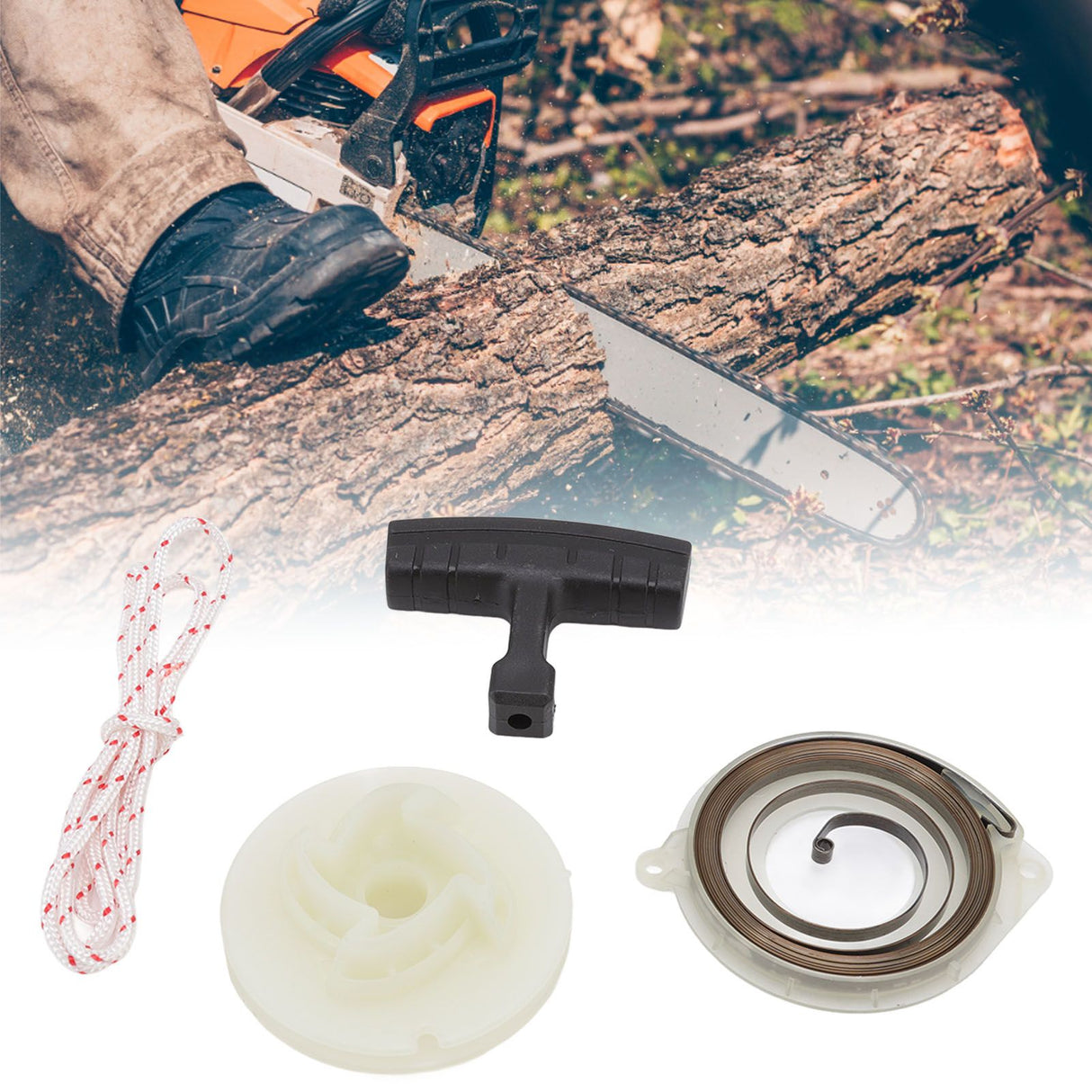 Starter Pulley Replacement Pull Start Pulley Spring Grip Rope Kit for Husqvarna 445e 450 455 460