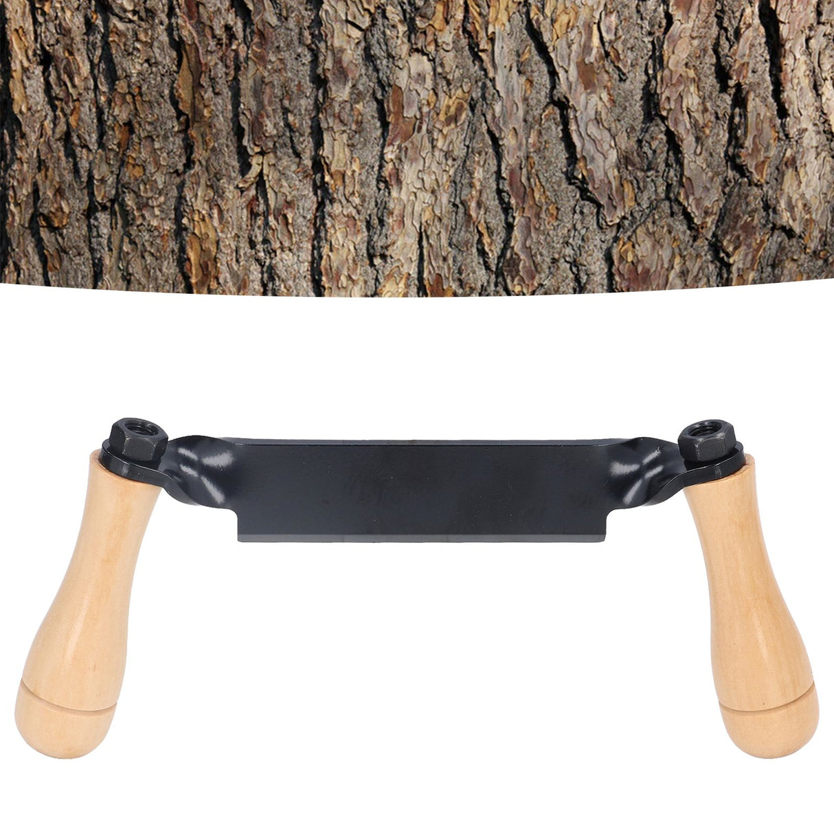 Straight Draw Knife Tungsten Steel Wooden Handle Straight Type Safe Durable Draw Shave Tool for Log Wood Fence Post 8in