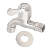 Washing Machine Tub Tap Faucet Stainless Steel Wall Mounted Single Cold Water Tap with Bubbler and Water Valve - Front View