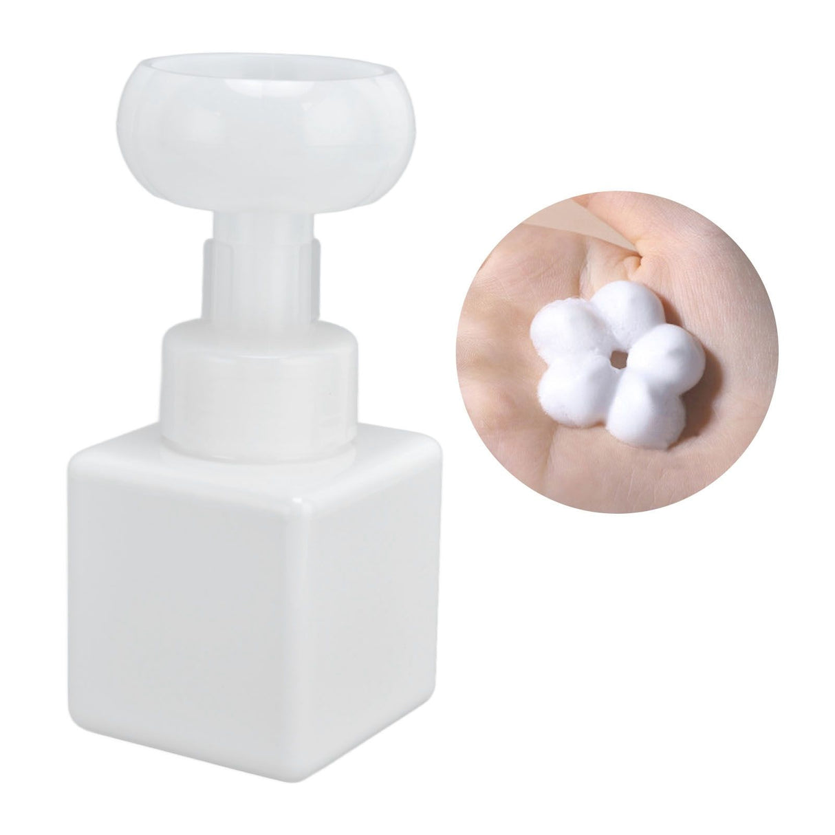 250ml Foaming Bottle PETG Plastic Flower Foam Dispenser Square Bottles for Cosmetic PackagingWhite