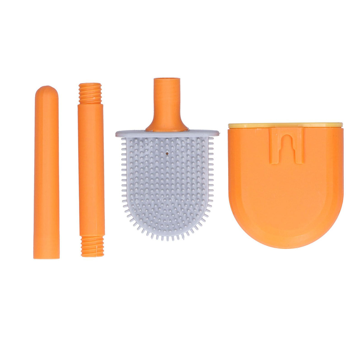 Wall Mounted Toilet Brush Drying Holder Set with Detachable Handle Cleaning Tool for Home Hotel BathroomOrange