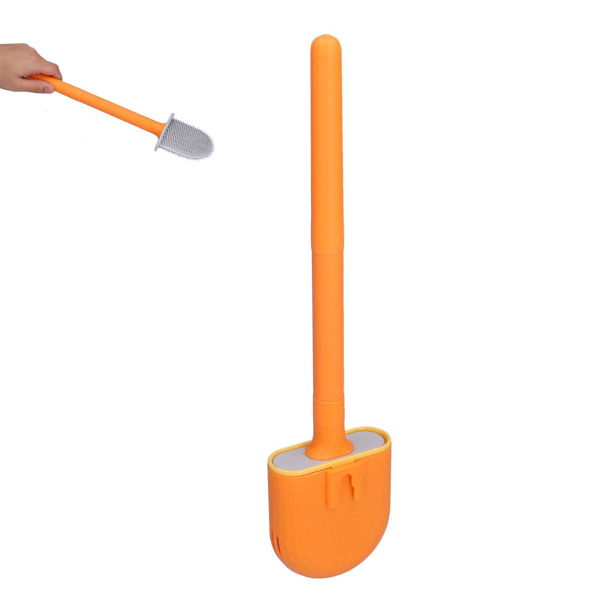 Wall Mounted Toilet Brush Drying Holder Set with Detachable Handle Cleaning Tool for Home Hotel BathroomOrange
