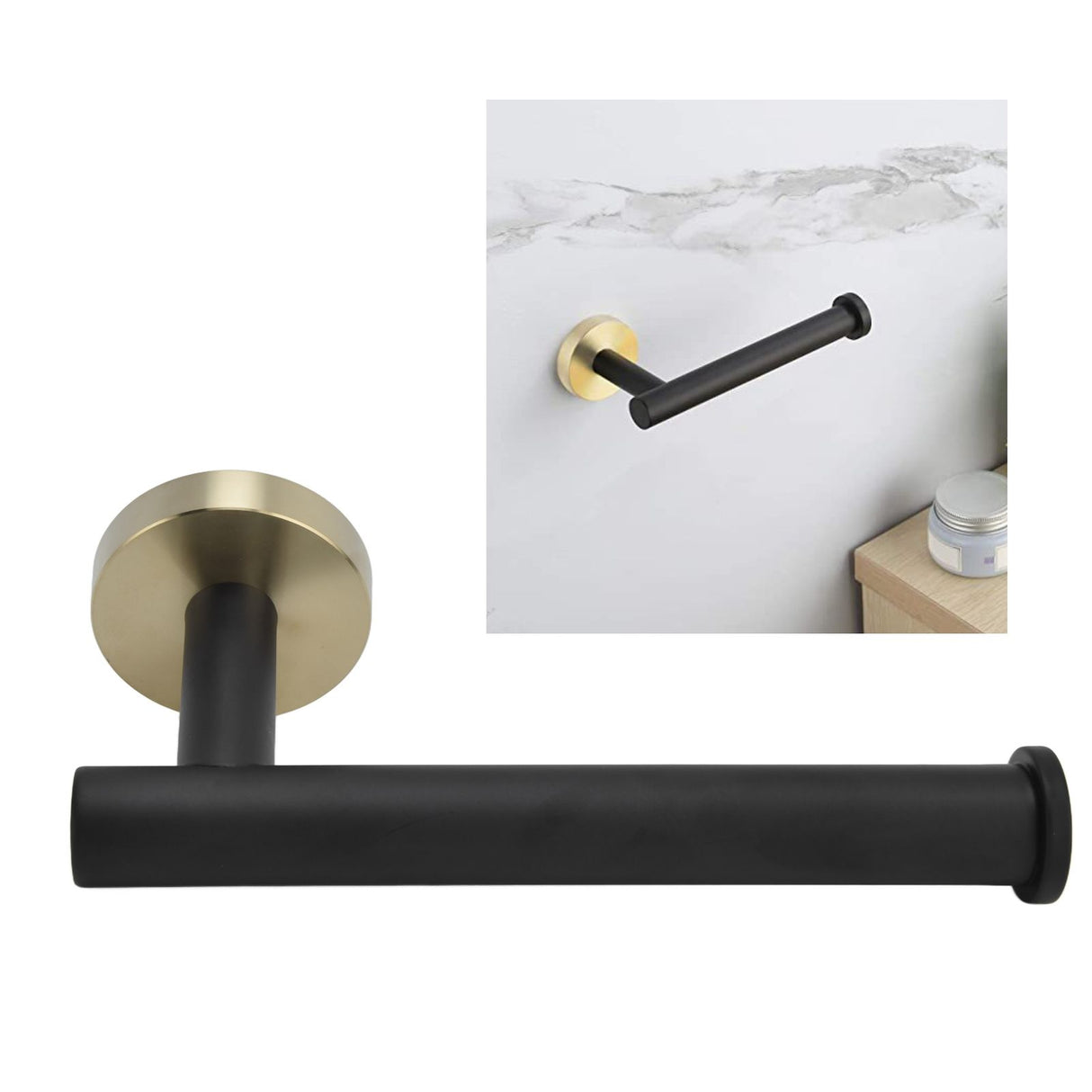 Wall Mounted Toilet Paper Holder 304 Stainless Steel Tissue Roll Holder for Bathroom Toilet Black Gold