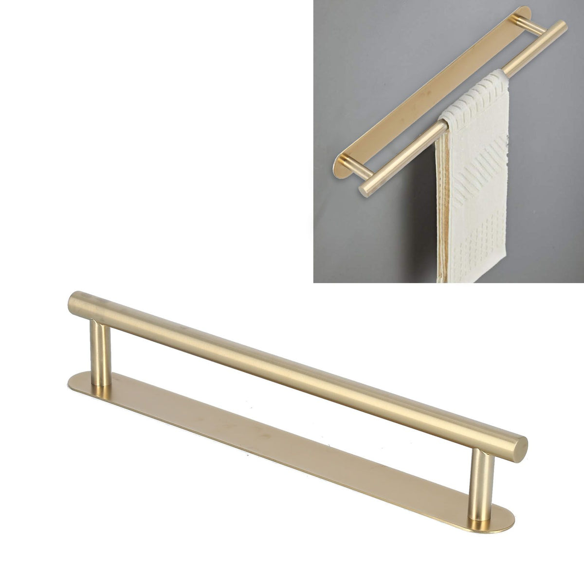 Single Rod Towel Bar 304 Stainless Steel Wall Mount Adhesive Kitchen Dish Cloth Hanger Brushed Towel Rack for Home50cm