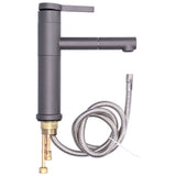 G1/2 Above Counter Basin Pull Out Faucet Set Cold Hot Mixing Water Tap with Water Pipes for Home Bathroom Gray