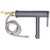 G1/2 Above Counter Basin Pull Out Faucet Set Cold Hot Mixing Water Tap with Water Pipes for Home Bathroom Gray - Side View