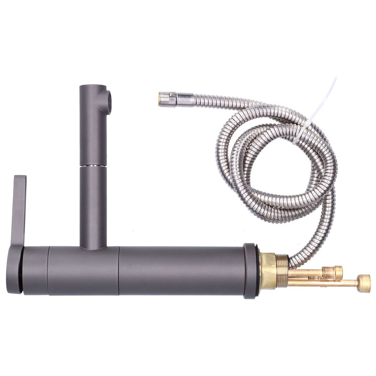G1/2 Above Counter Basin Pull Out Faucet Set Cold Hot Mixing Water Tap with Water Pipes for Home Bathroom Gray