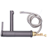 G1/2 Above Counter Basin Pull Out Faucet Set Cold Hot Mixing Water Tap with Water Pipes for Home Bathroom Gray - Top-Down View